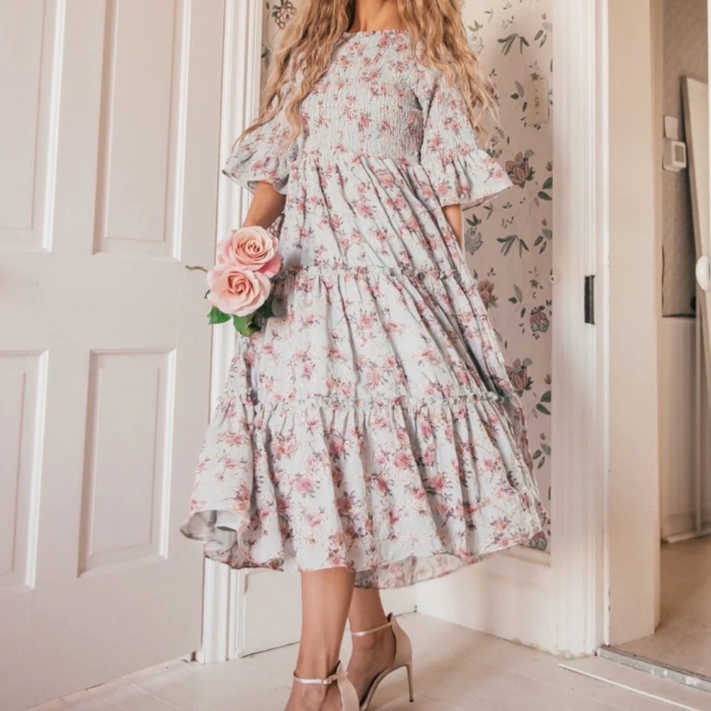 JessaKae Wandering Willoughby Dress in Blue Floral Medium